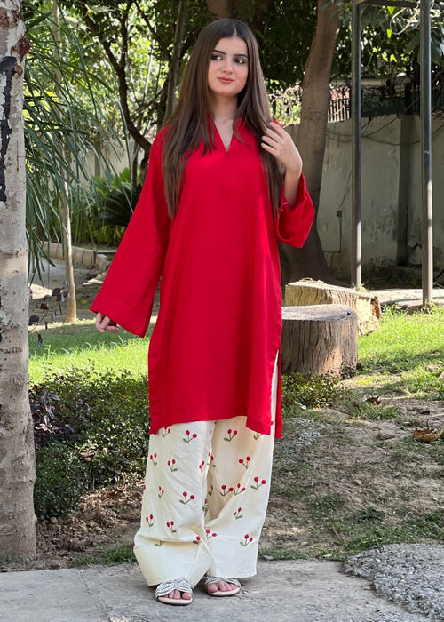 Lal 2Pc - Farshi Shalwar