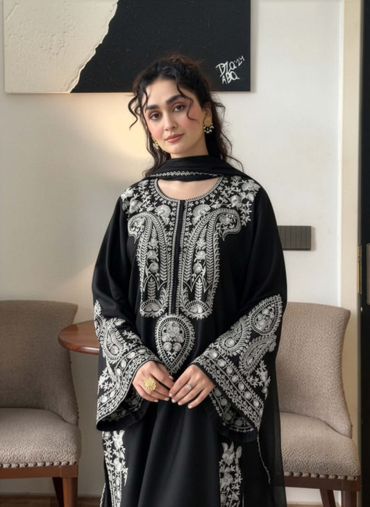 Ayra Embroidered 3Pc - Black