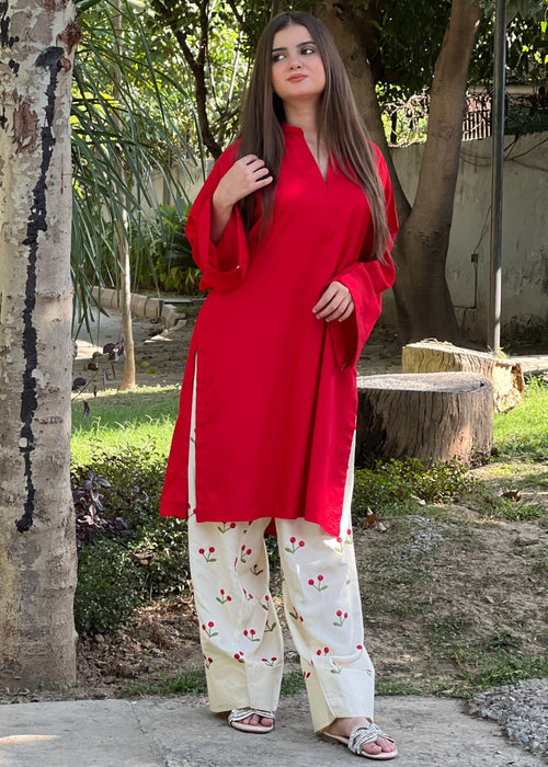 Lal 2Pc - Farshi Shalwar